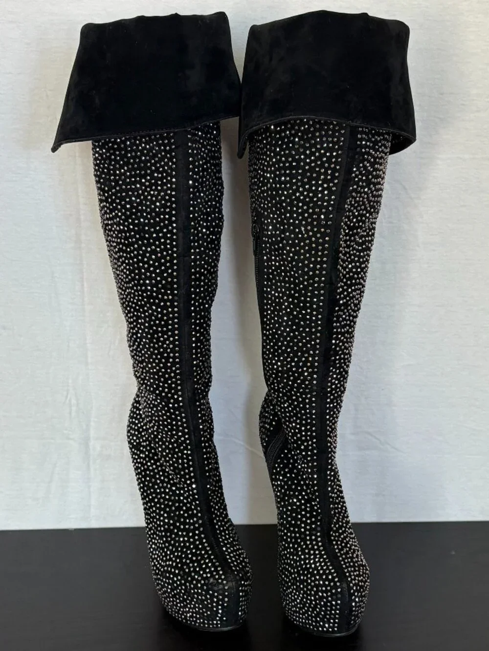 Bella Luna Size 8 Rhinestone Over-the-Knee Platform Stiletto Boots